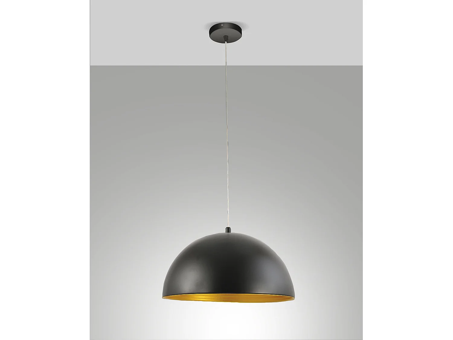 Sospensione Nera D.40 DINGLE Collezione Fabas 1 Luce Regolabile in Metallo