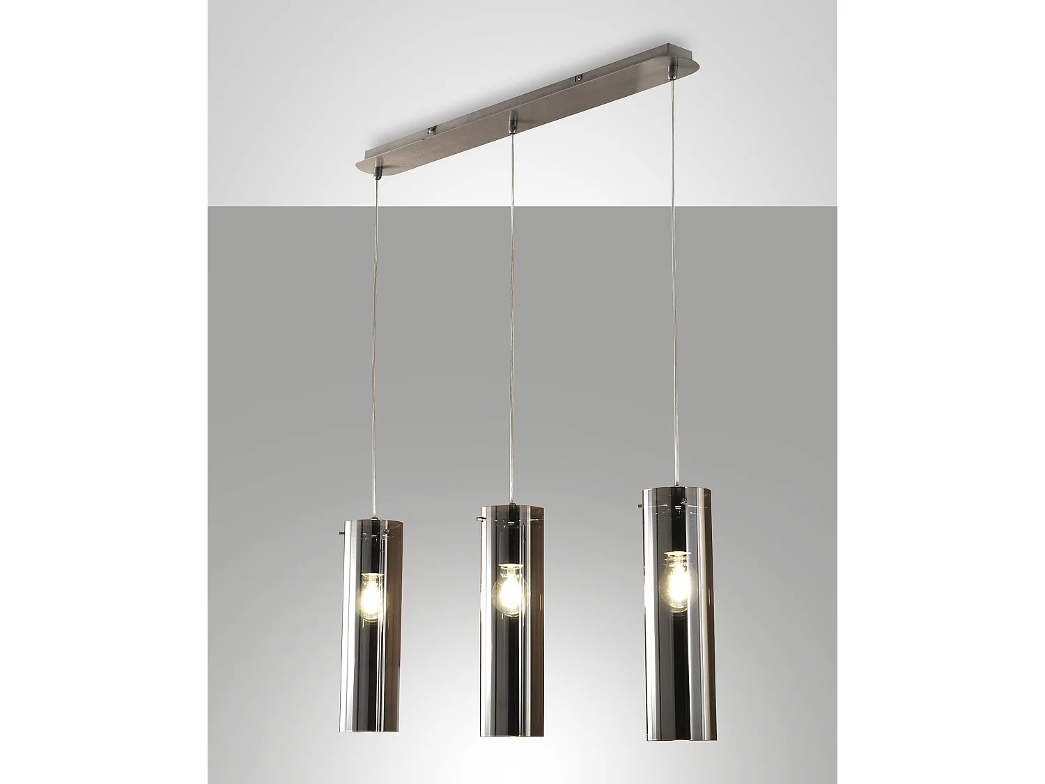 Suspension Sintesi En Métal Et Verre Soufflé Fumé, 3 Douilles E27, Design Moderne Et Élégant Pour Éclairage Intérieur Ip20