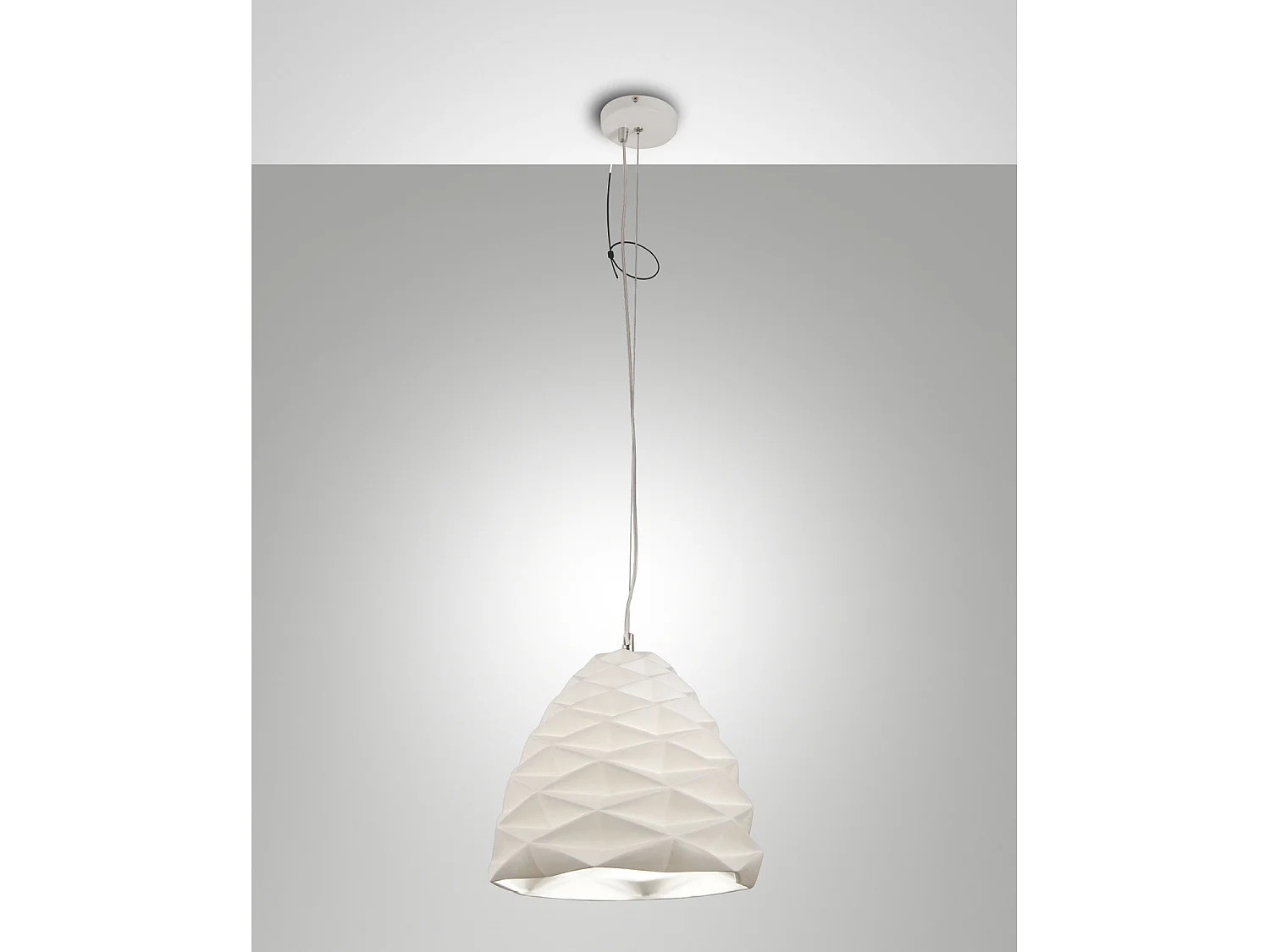 Lampadario Duchessa Sospensione Bianca D.300 1 Luce Stile Metallo e Ceramica