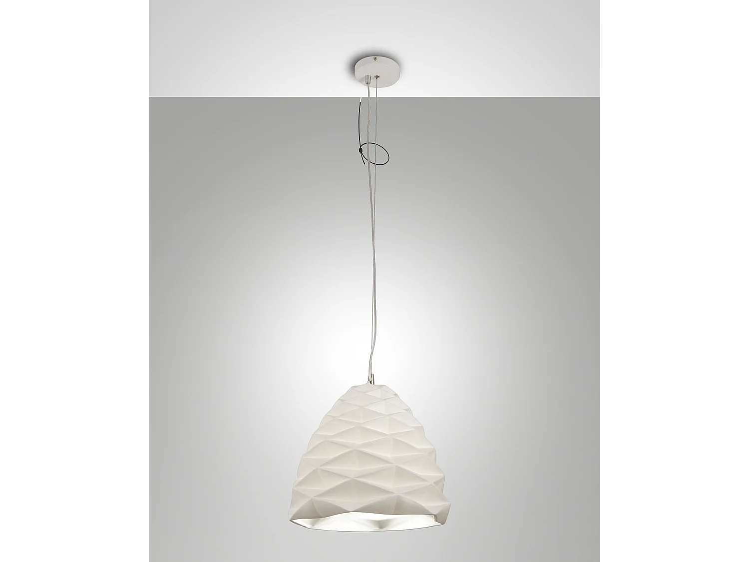 Duchessa Candeeiro de Suspensão em Metal e Cerâmica Branca Ø300mm, Casquilho E27 40W, Compatível com Luz Inteligente, Classe 1, Design Elegante