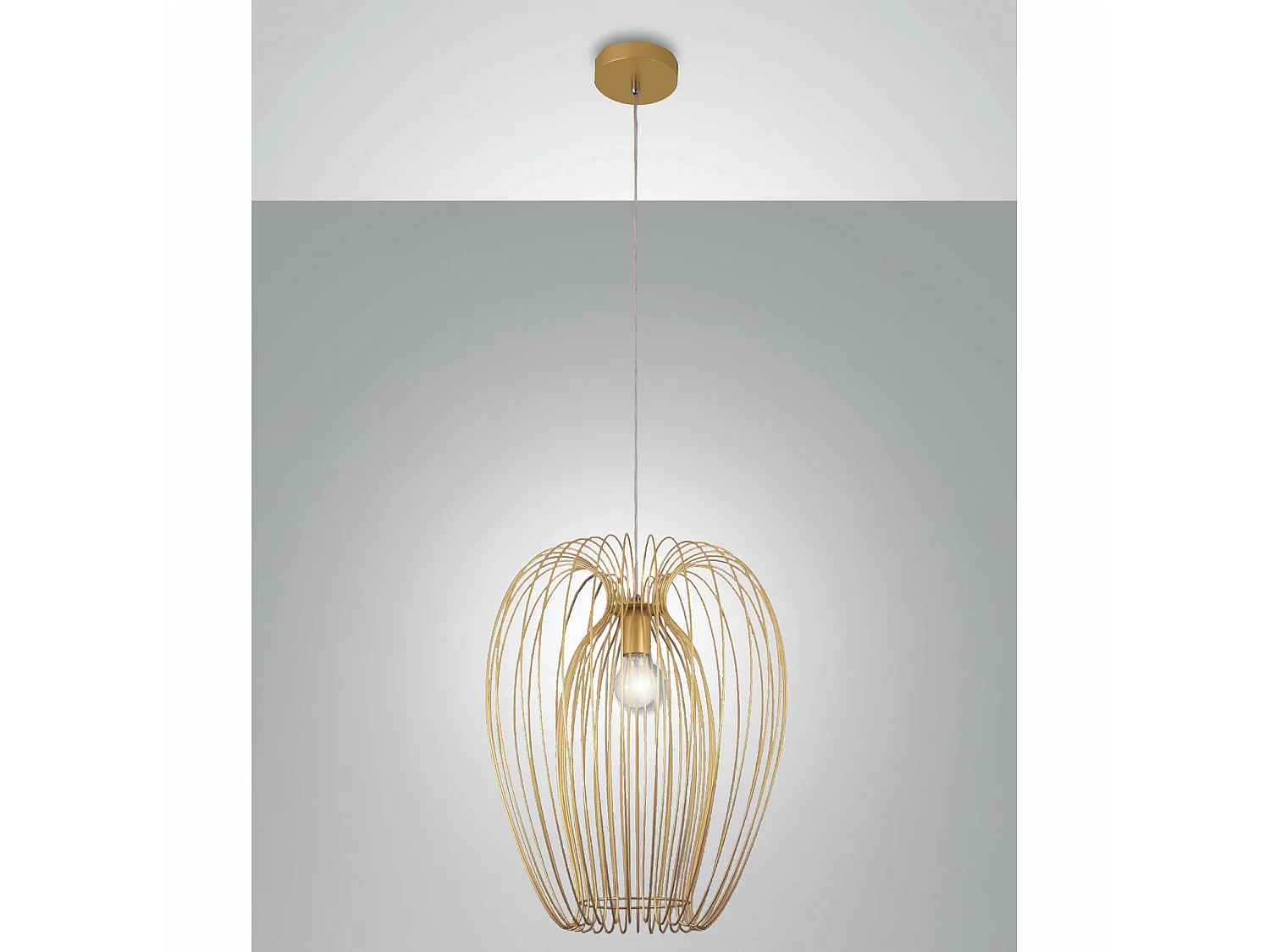 Lampada da Soffitto Camp Sospensione Oro Opaco D.400 Fabas Collezione CAMP 1 Luce