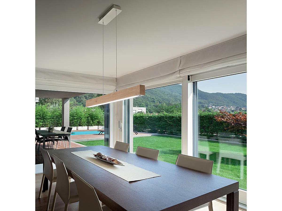 Lampada Badia Sospensione Quercia Fabas LED 1 Luce Calda Design Moderno