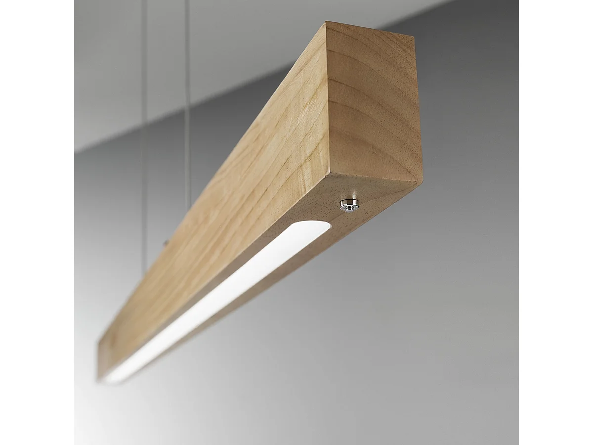 Lampada Badia Sospensione Quercia Fabas LED 1 Luce Calda Design Moderno