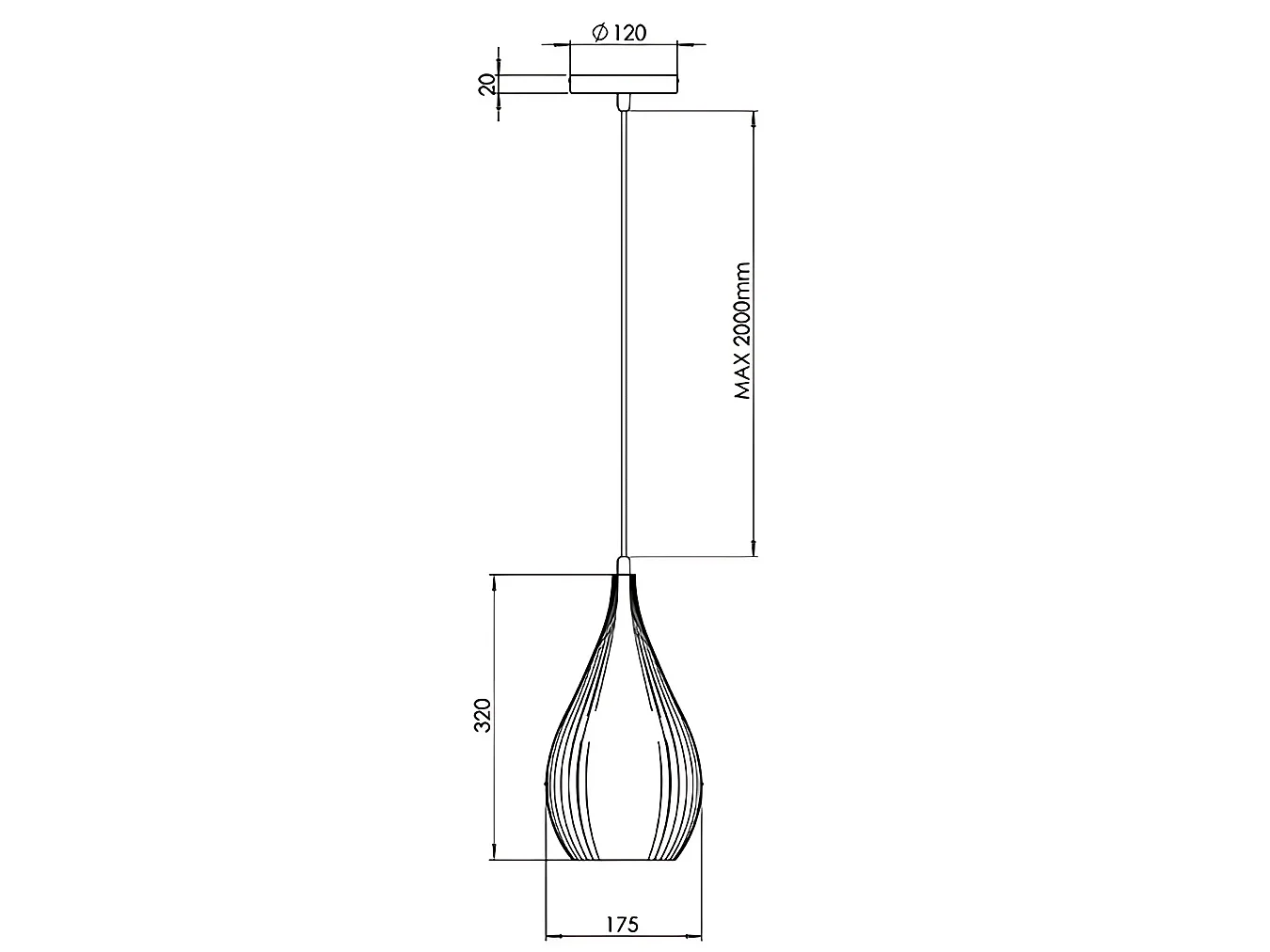 Lisa hanglamp van metaal en plantaardig plastic - Bordeaux, E27 fitting, elegante en duurzame constructie, IP20, 230V - Design Line