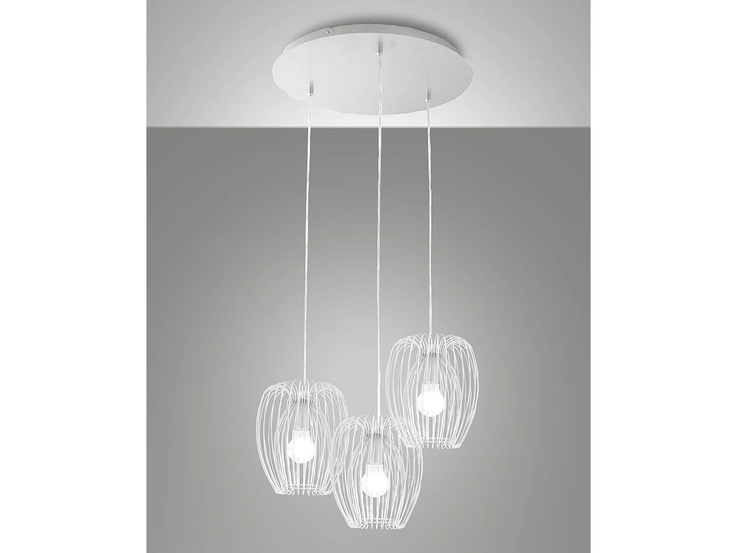 Camp Candeeiro de Suspensão em Metal de Cor Branca Ø500mm, Design Moderno e Estrutura Elegante para Iluminação de Interiores Classe 1 IP20