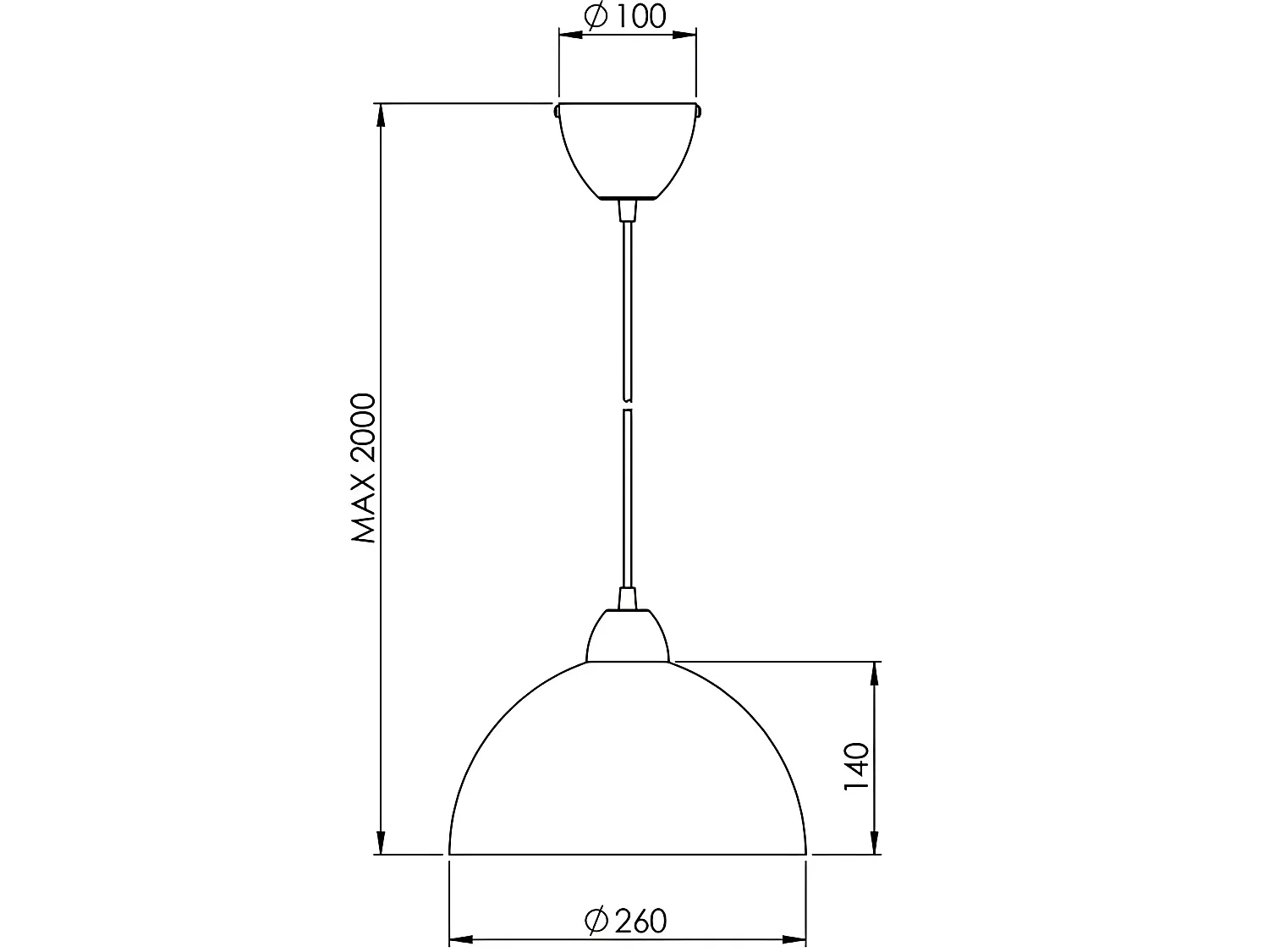 Candeeiro de Suspensão Nice em Metal e Vidro Centrifugado Cor Branca Casquilho E27 60W Diâmetro 26cm IP20 Classe 1 Código de Artigo 2908-44-102