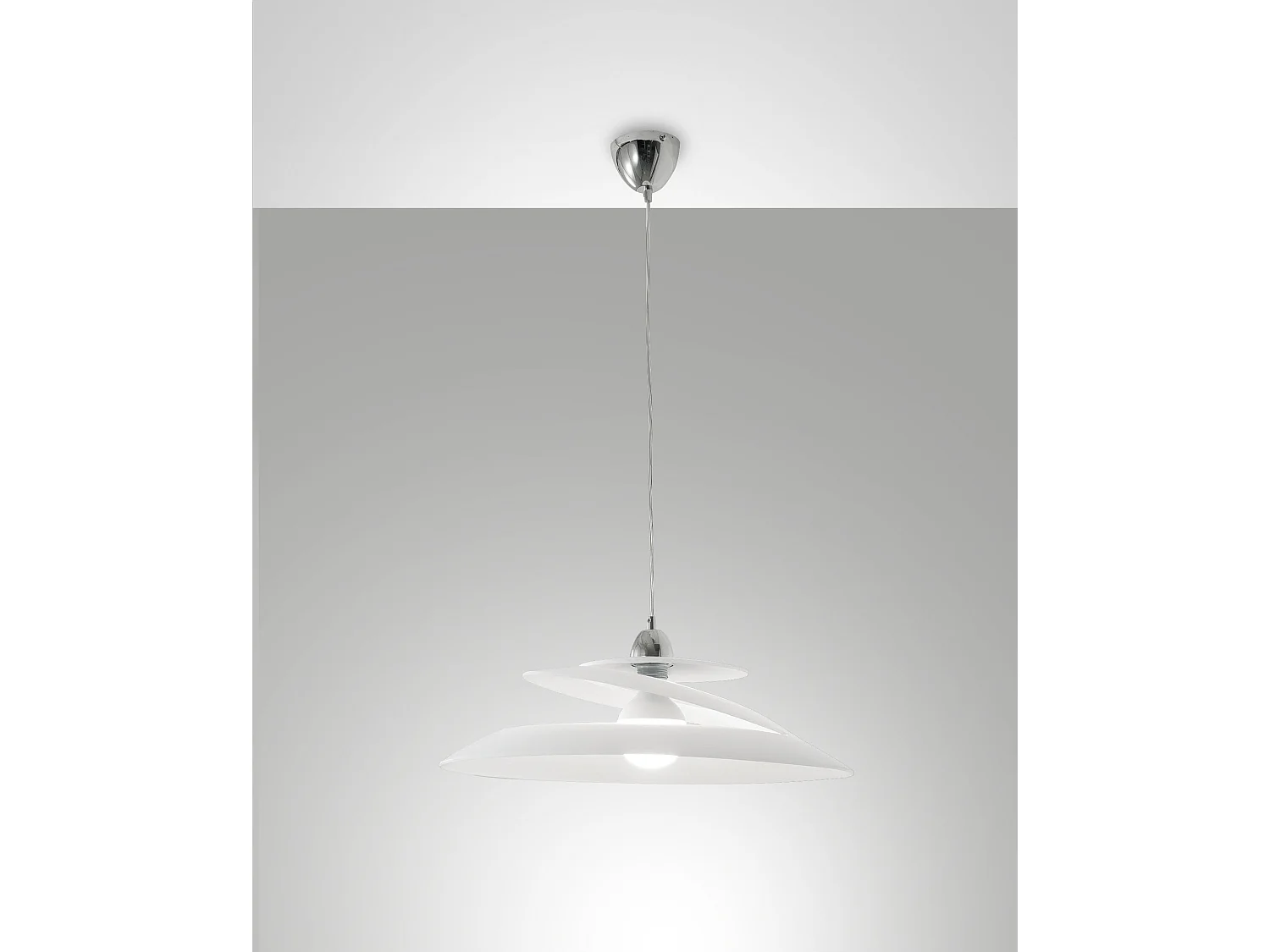Candeeiro de Suspensão Aragon em Metal e Vidro Branco, Casquilho E27 60W, Design Moderno e Elegante para Interiores IP20, Diâmetro de 53 cm
