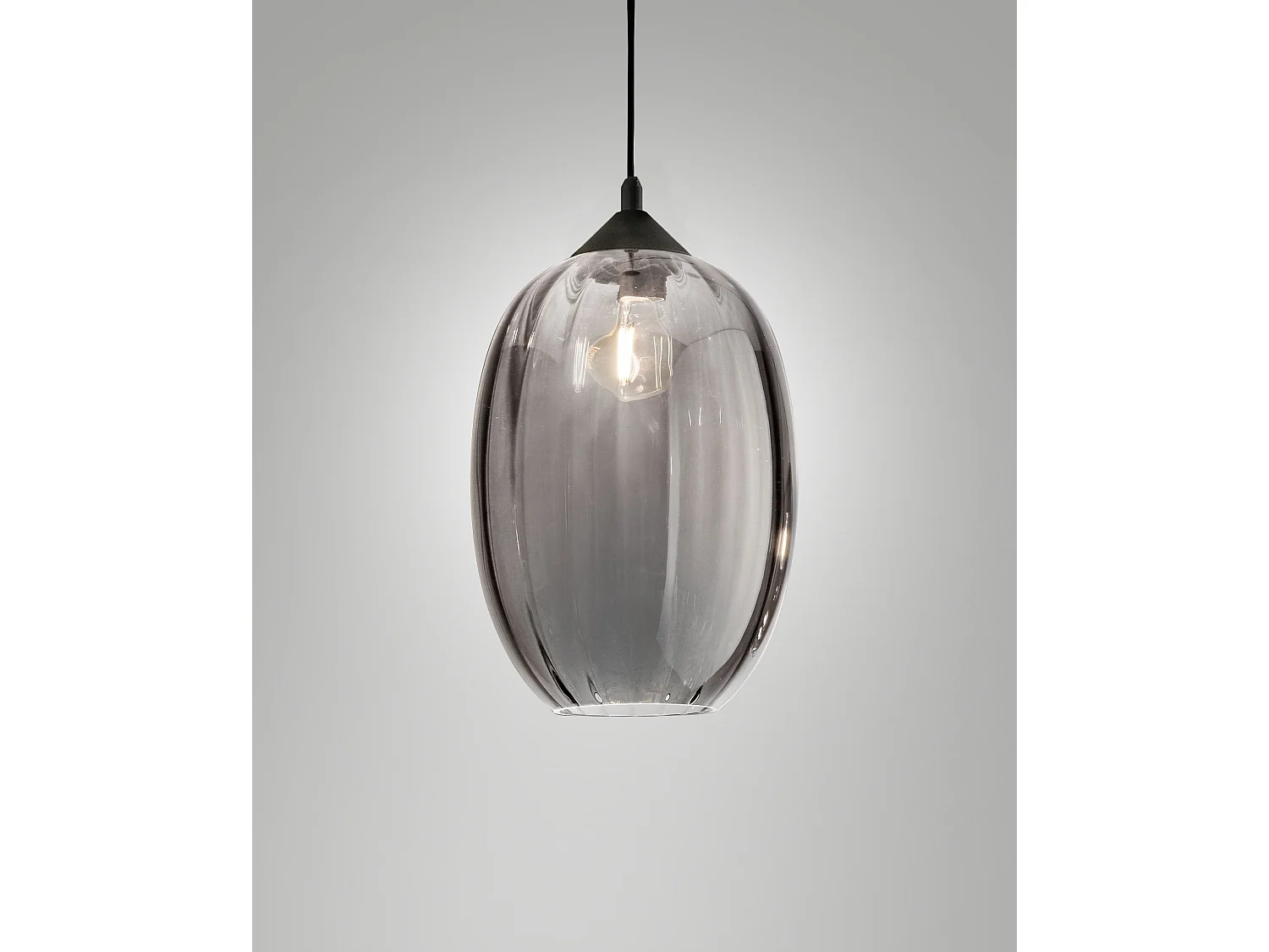 Hanglampset van gerookt geblazen glas, E27 - Modern en elegant ontwerp voor binnenverlichting, diameter 250 mm, hoogte 360 ​​mm, IP20