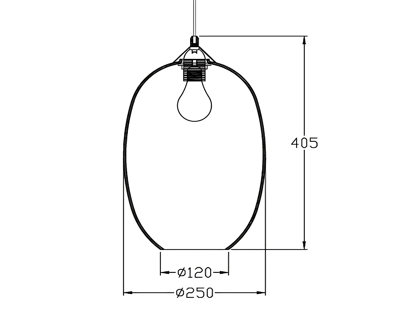 Hanglampset van gerookt geblazen glas, E27 - Modern en elegant ontwerp voor binnenverlichting, diameter 250 mm, hoogte 360 ​​mm, IP20