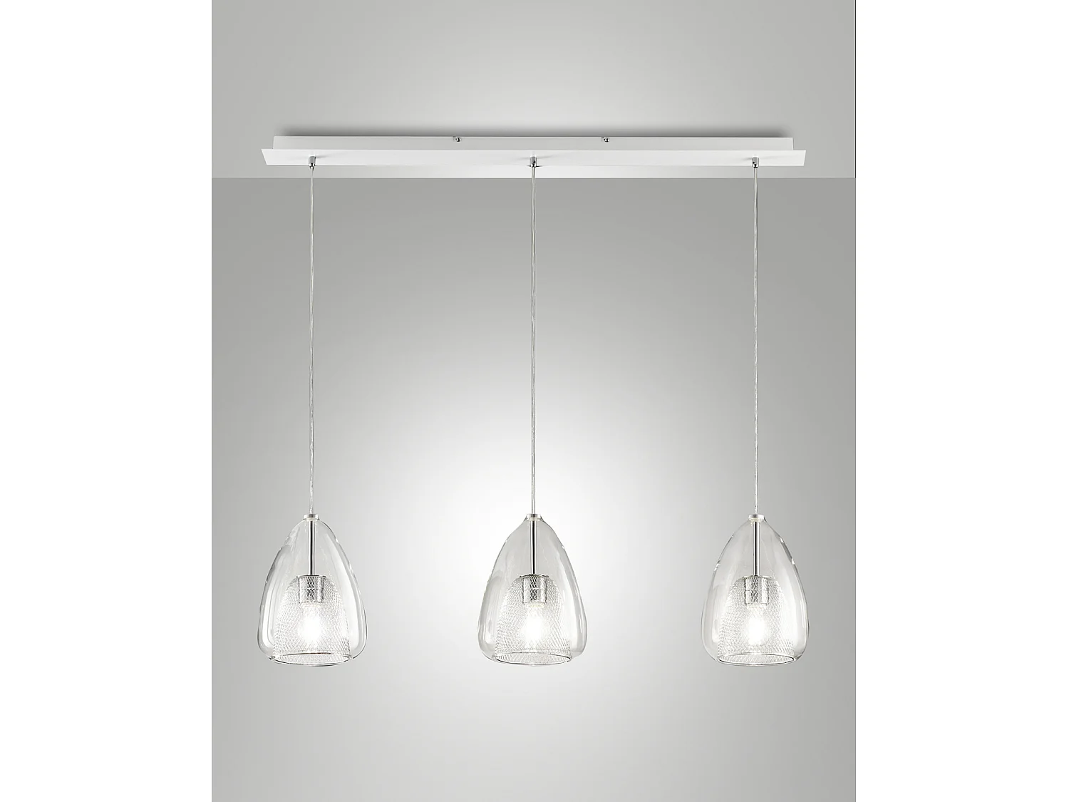 Sospensione Trasparente 3 Luci Fabas Collezione Britton Design Elegante e Regolabile