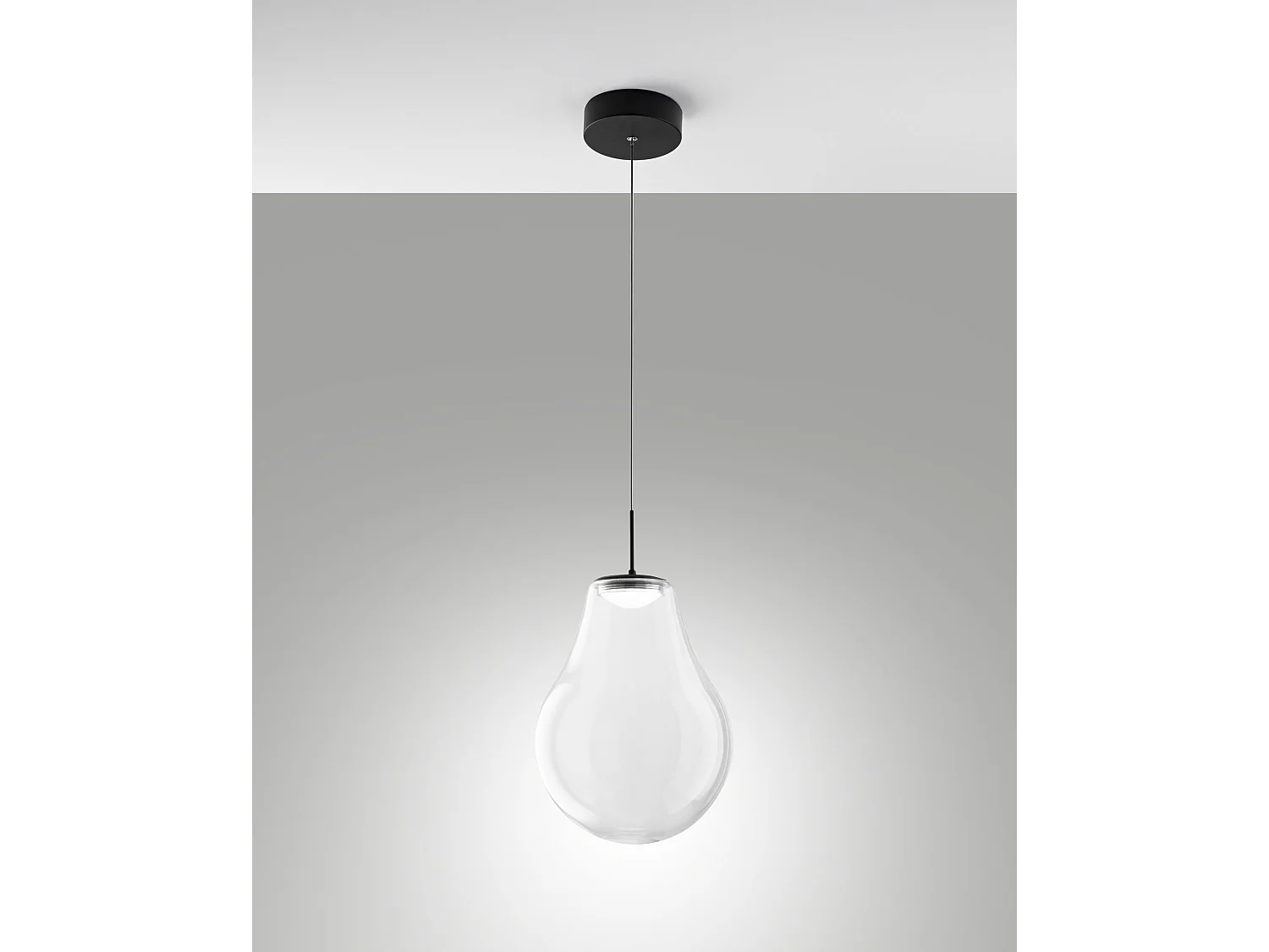 Noa LED-hanglamp 14W 1510lm CCT 2700K-3000K-4000K, traploos dimbaar, metalen frame en borosilicaatglas, transparante kleur
