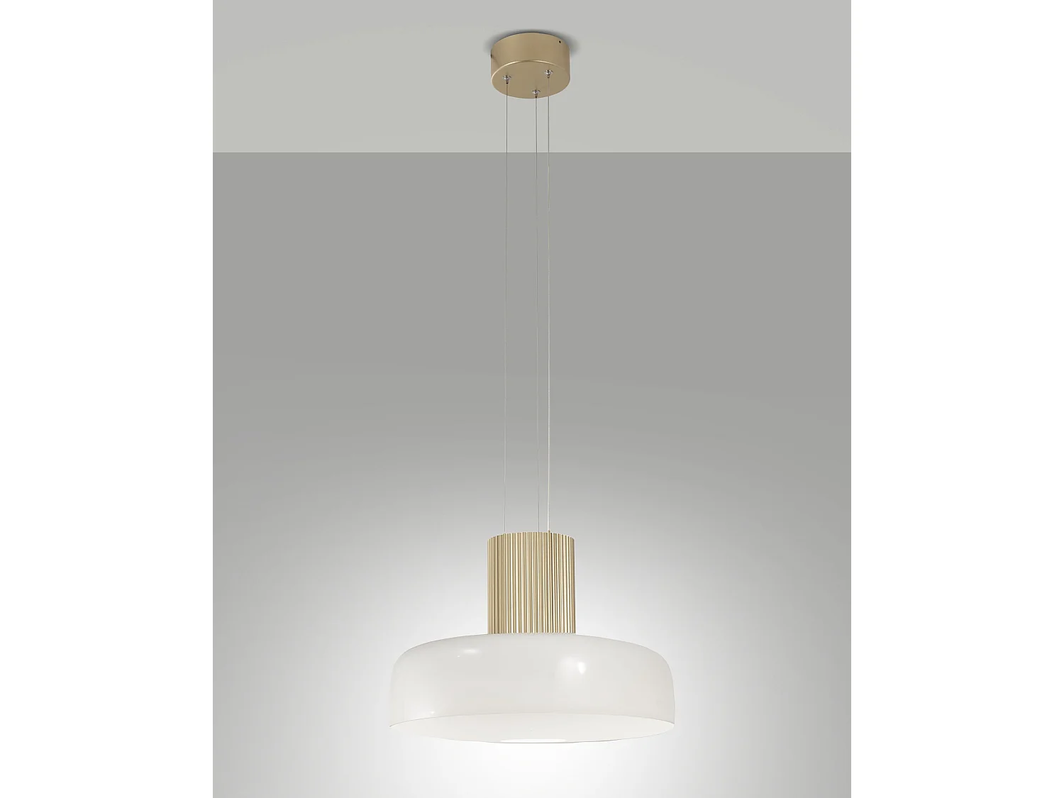 Candeeiro de Suspensão Lunar LED 26W 3150lm CCT 2700K/3000K/4000K Estrutura em Metal e Vidro Soprado, Regulável por Passos na Cor Branca - Lunar