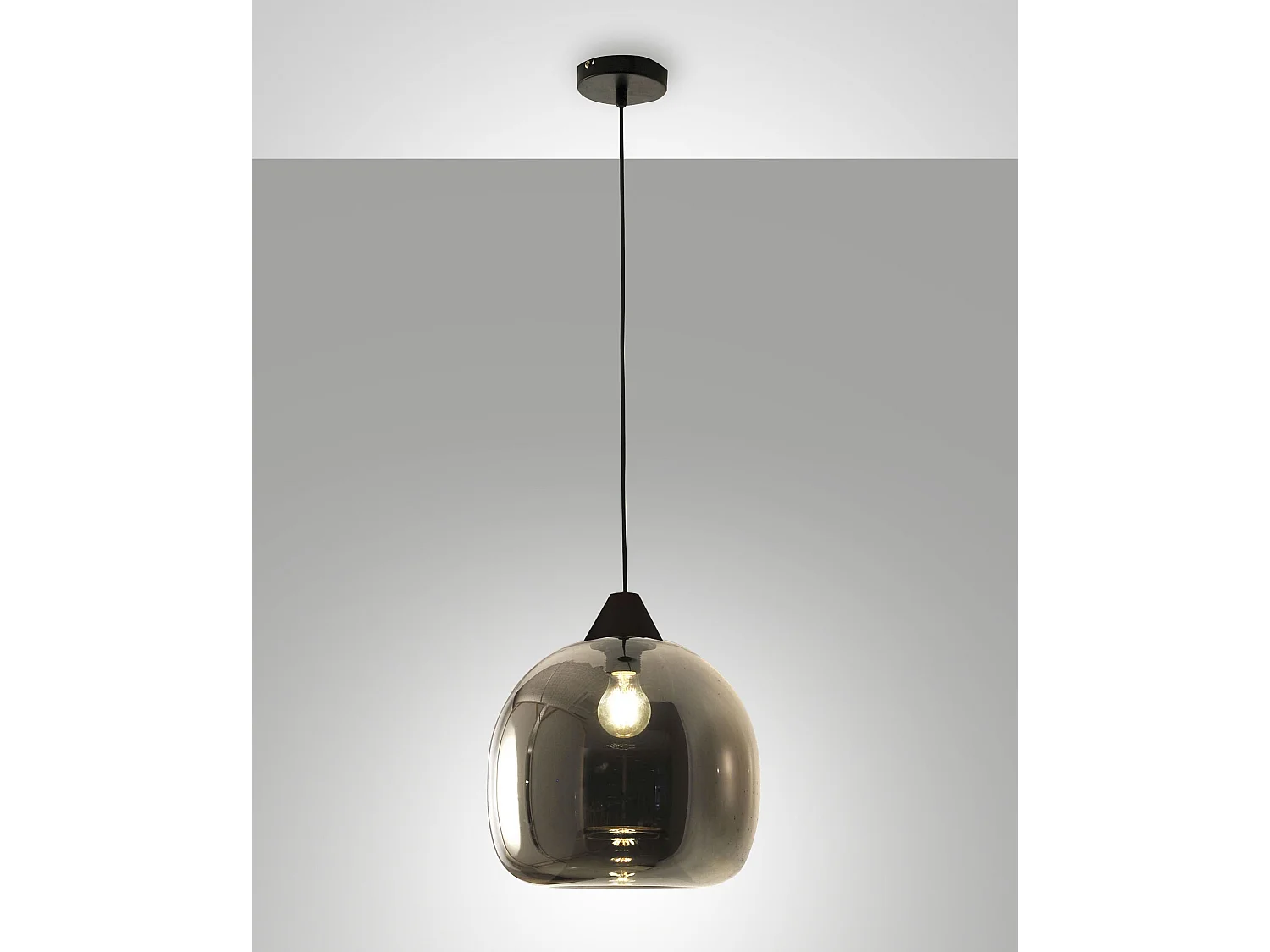 Suspension Maia En Métal Et Verre Soufflé Fumé Ø310 Mm E27 60 W Ip20 - Design Moderne Et Élégant Pour L'Éclairage Intérieur