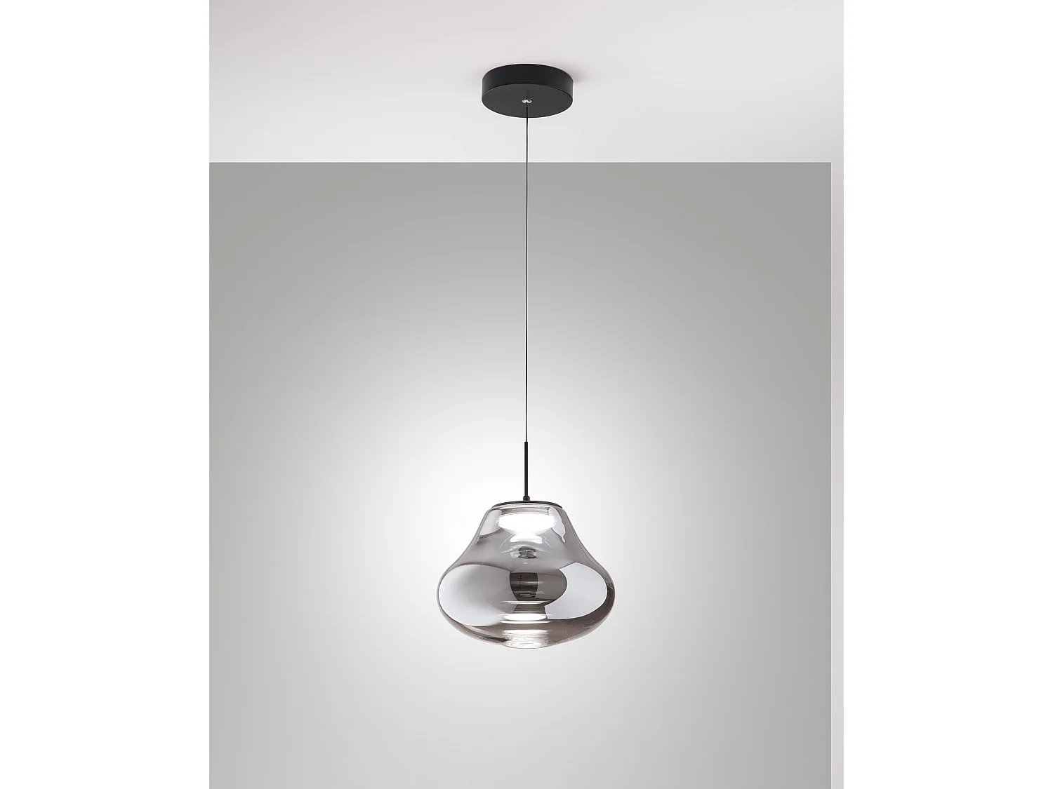 Suspension Deva Ø250 Mm, Verre Fumé, Led 14 W, 1510 Lm, Dimmable, Structure En Métal Et Verre Borosilicate - Deva
