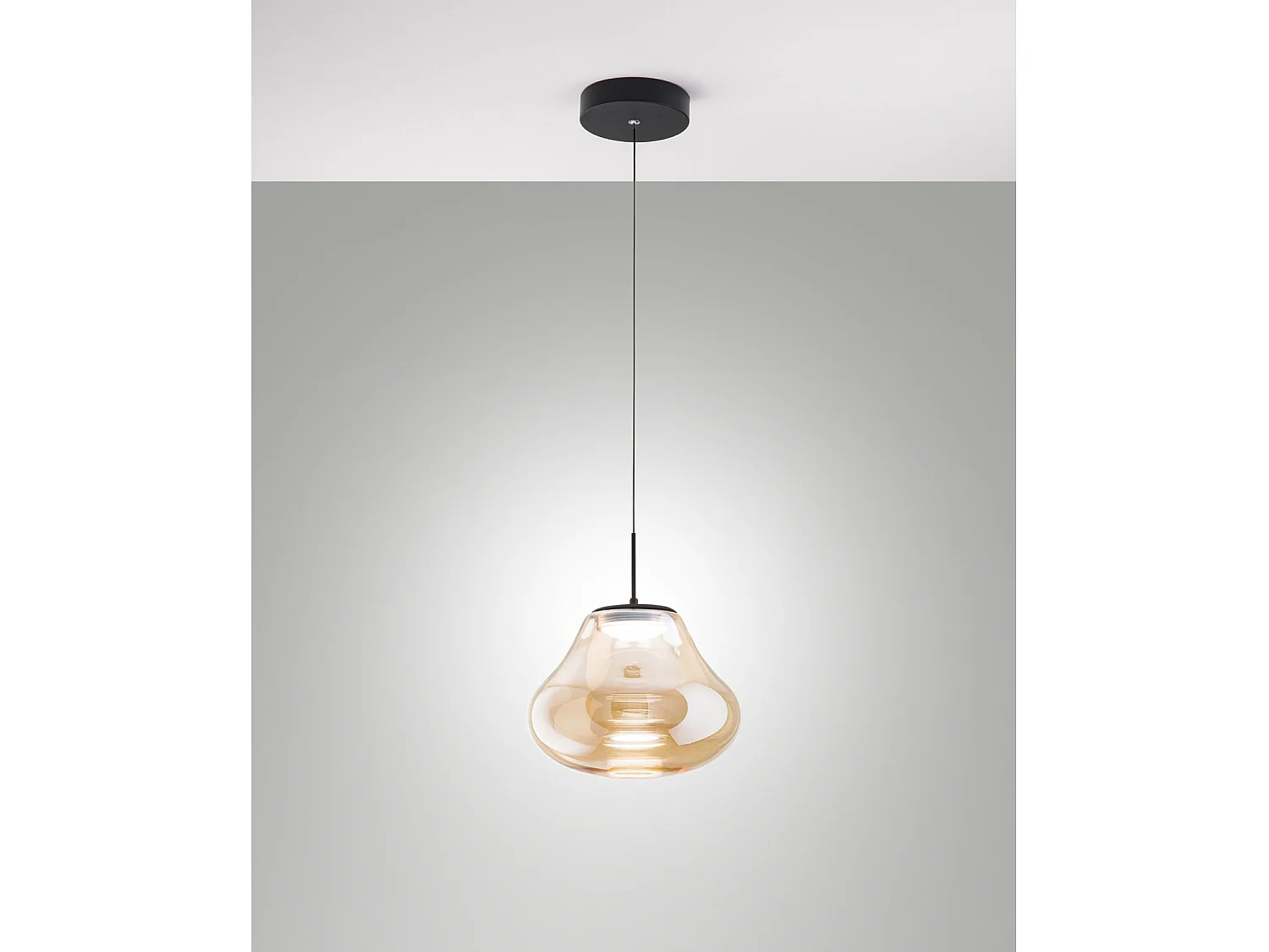 Deva Sospensione Ambra Lampada Nero 1 Luce Design Regolabile Collezione DEVA