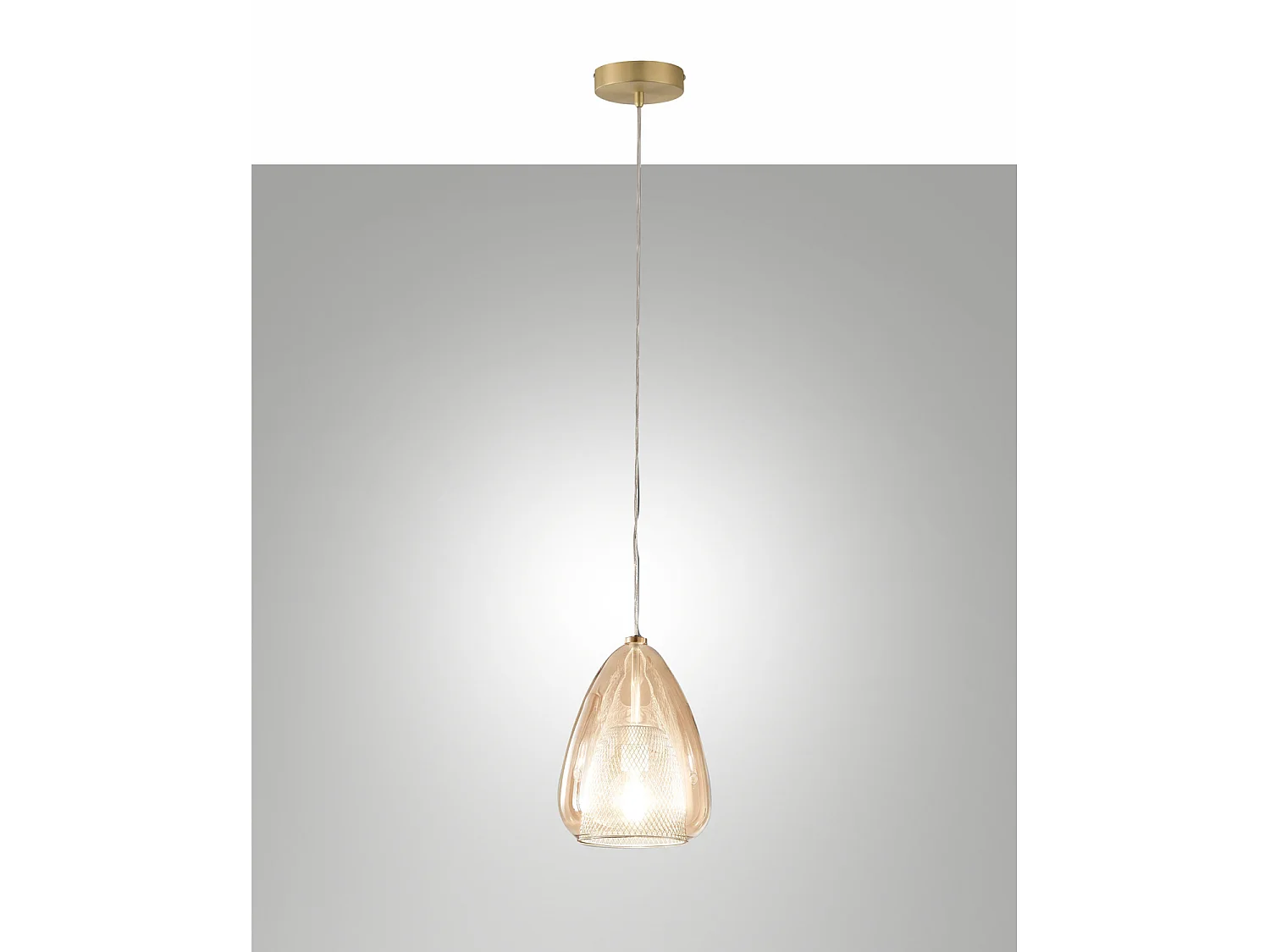 Sospensione Ambra Britton D.220 1 Luce Design Elegante in Metallo e Vetro