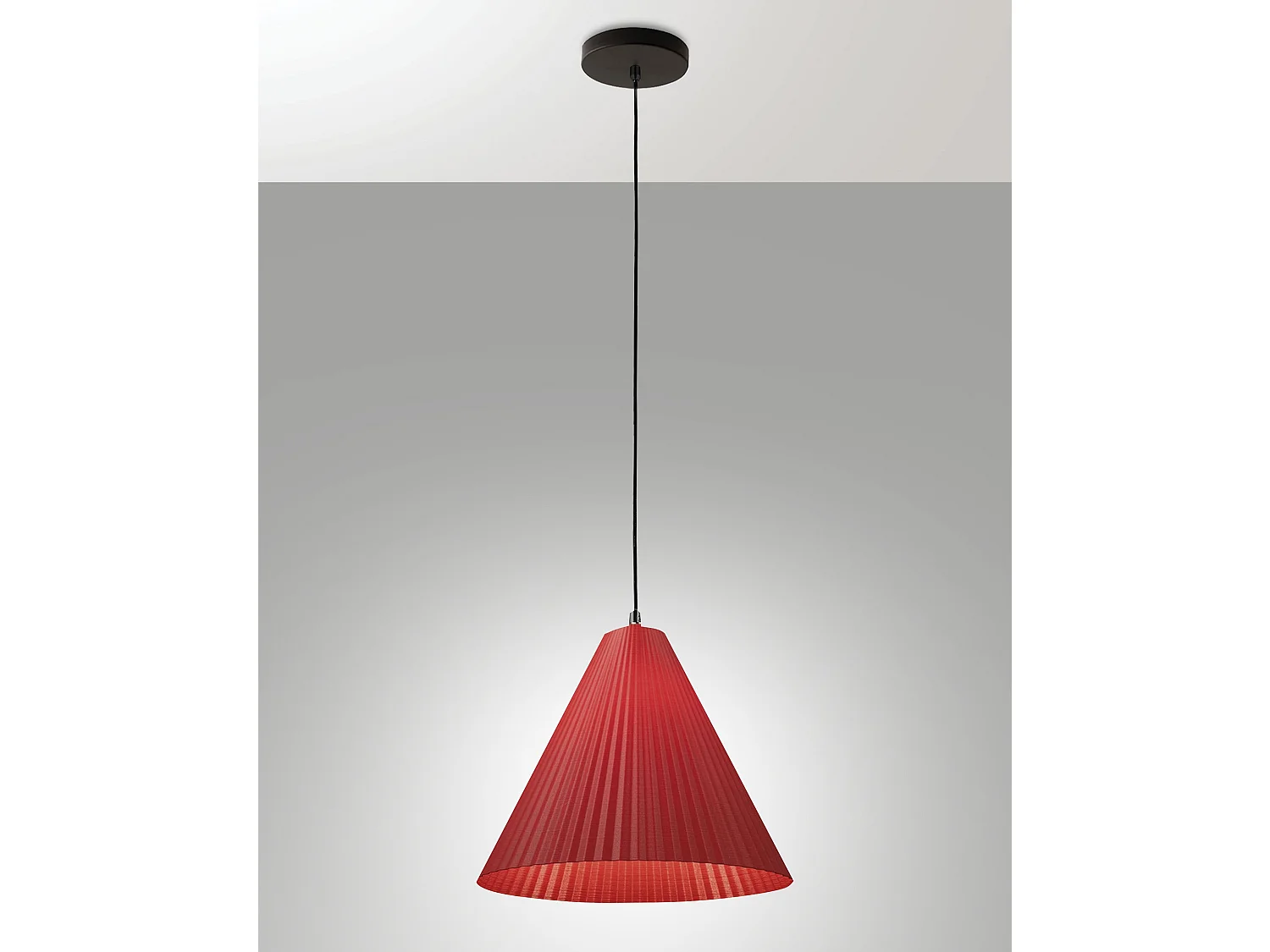 Lampa wisząca stożkowa, metal i tworzywo roślinne, gniazdo E27, IP20, kolor bordowy, średnica 316 mm, styl nowoczesny, eleganckie oświetlenie