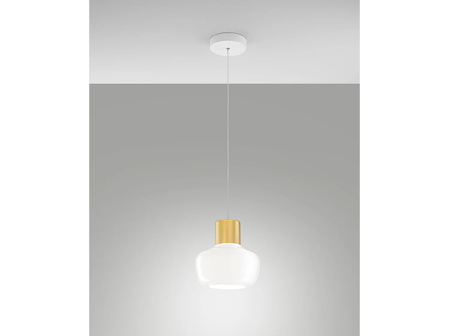 Candeeiro de Suspensão LED Kino 12W 1300lm 3000K, Estrutura em Metal e Vidro Borossilicato Branco, Ø220mm - Candeeiro de Suspensão Design