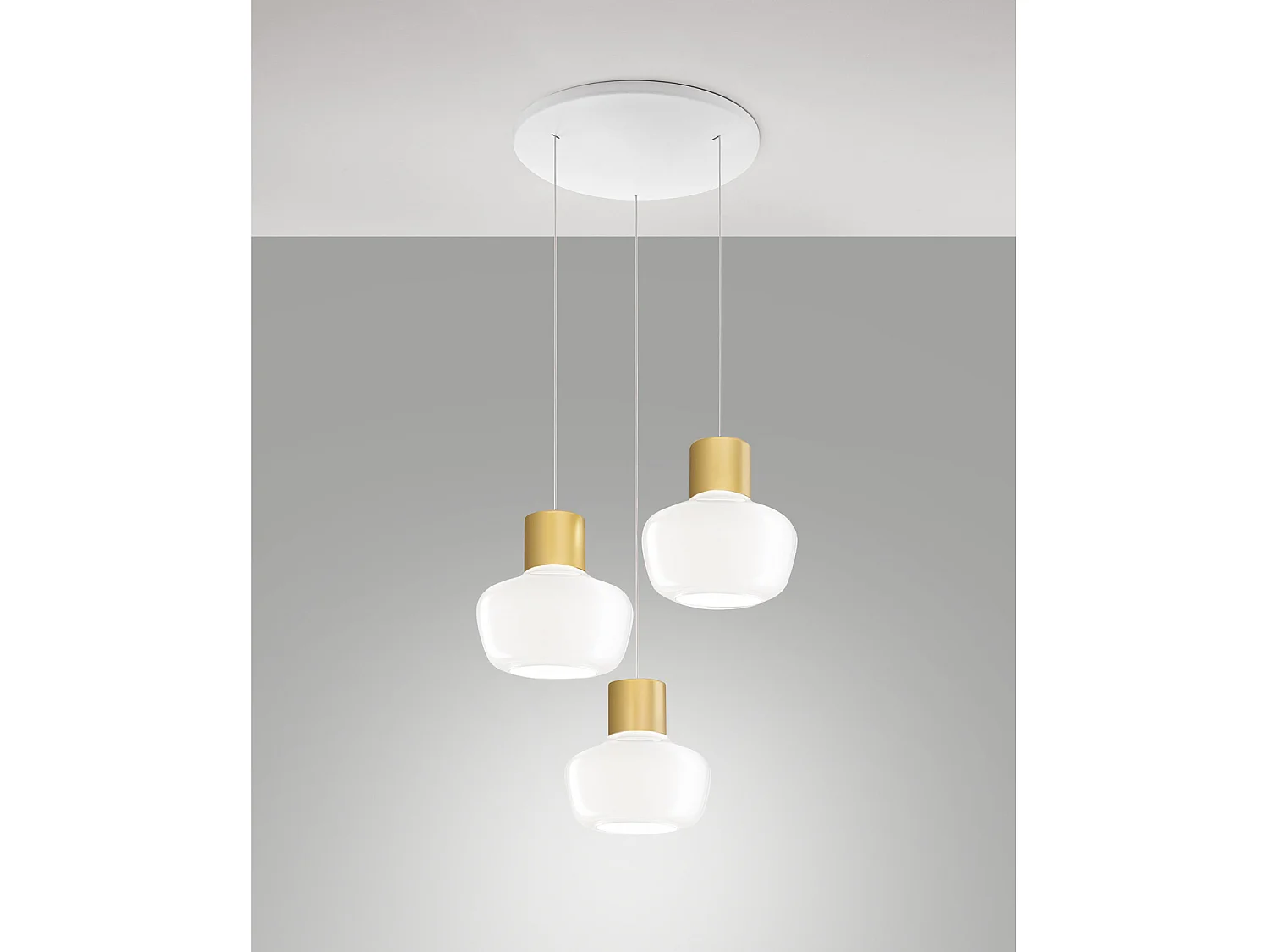 Kino Sospensione Bianco 3Luci Tonda