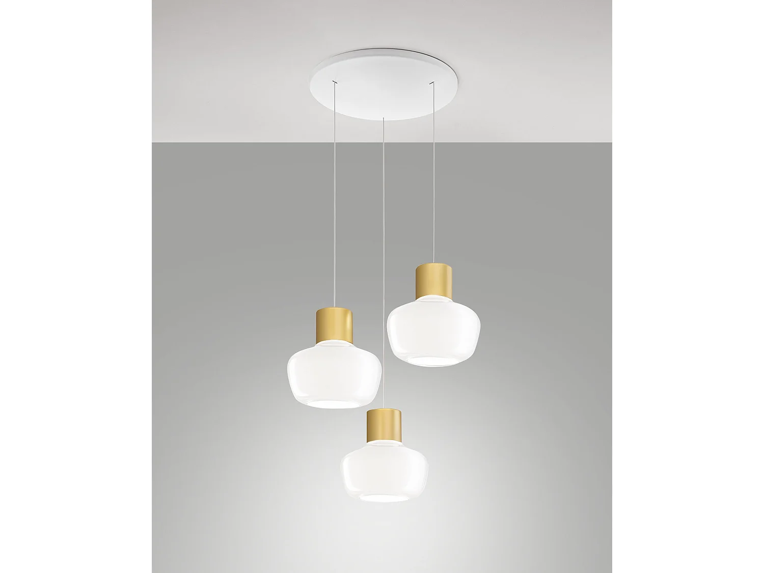 Candeeiro de Suspensão LED Kino 36W 3900lm 3000K com Intensidade Regulável por Passos, Estrutura em Metal e Vidro Borossilicato, Branco - Kino