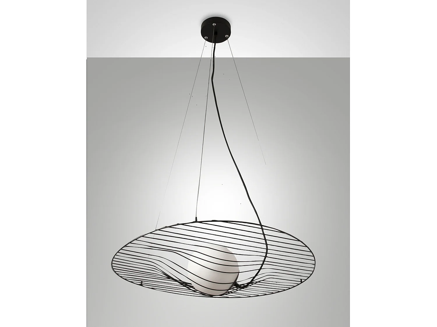 Sospensione Nera Homa 1 Luce Fabas Design Moderno Alta Regolabilità e Stile