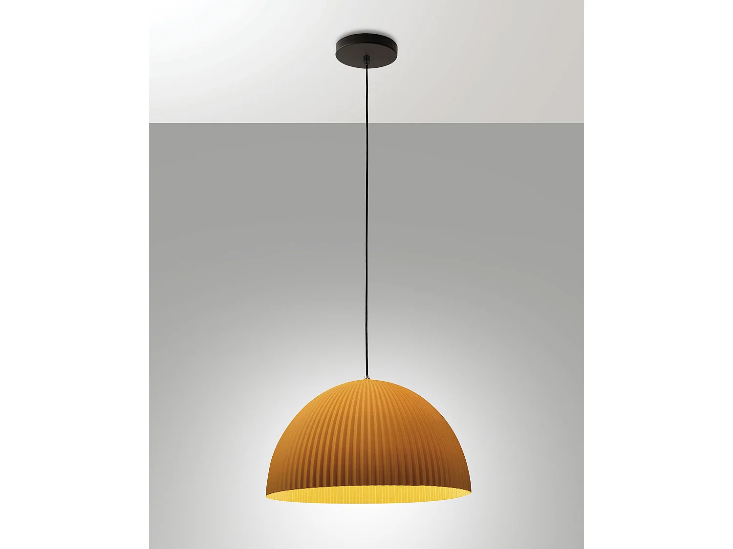 Suspension Carola Ø360 Mm E27 10 W, Structure En Métal Et Plastique D'Origine Végétale, Couleur Moutarde, Ip20, Classe 1 - Carola Design