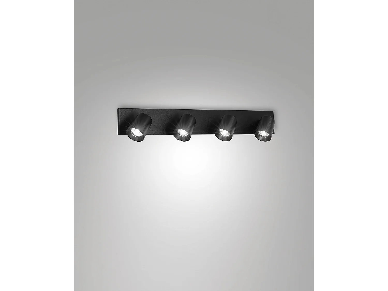 Foco de techo Modo de 4 luces, estructura de aluminio fundido a presión, negro, casquillo GU10, ideal para iluminación interior, moderno.