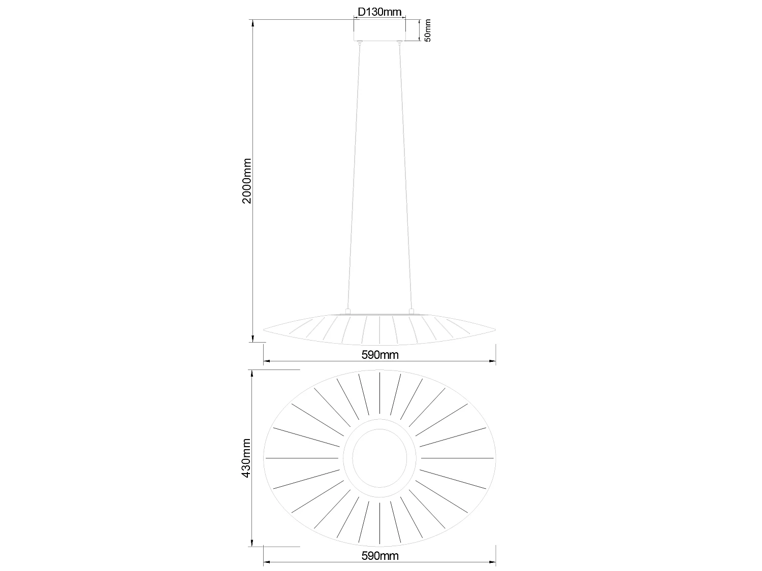 Vela Sospensione Bianca L.590X430Mm.