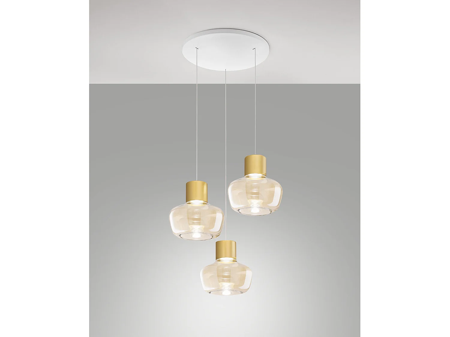 Kino Sospensione Cognac 3Luci Tonda