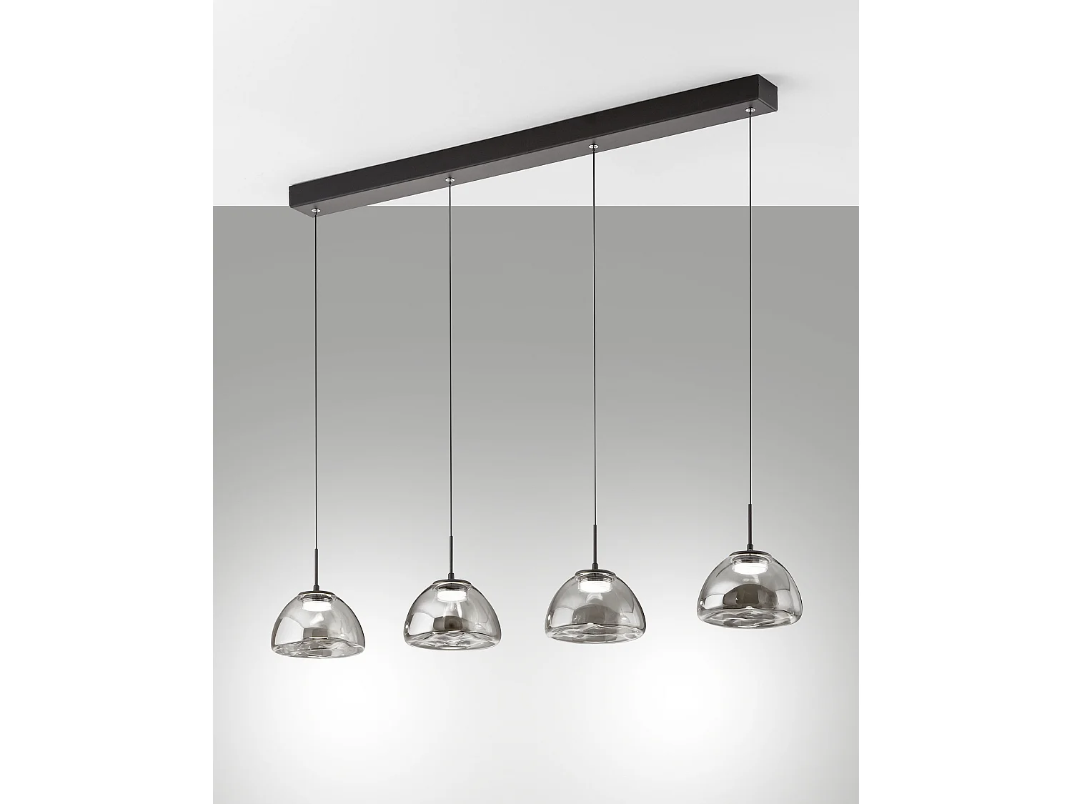 Suspension Lucille Fumé 28W Led, 2700-4000K, Structure En Métal Et Verre Borosilicate, Intensité Variable En Continu - 87 X 6 X 200 Cm