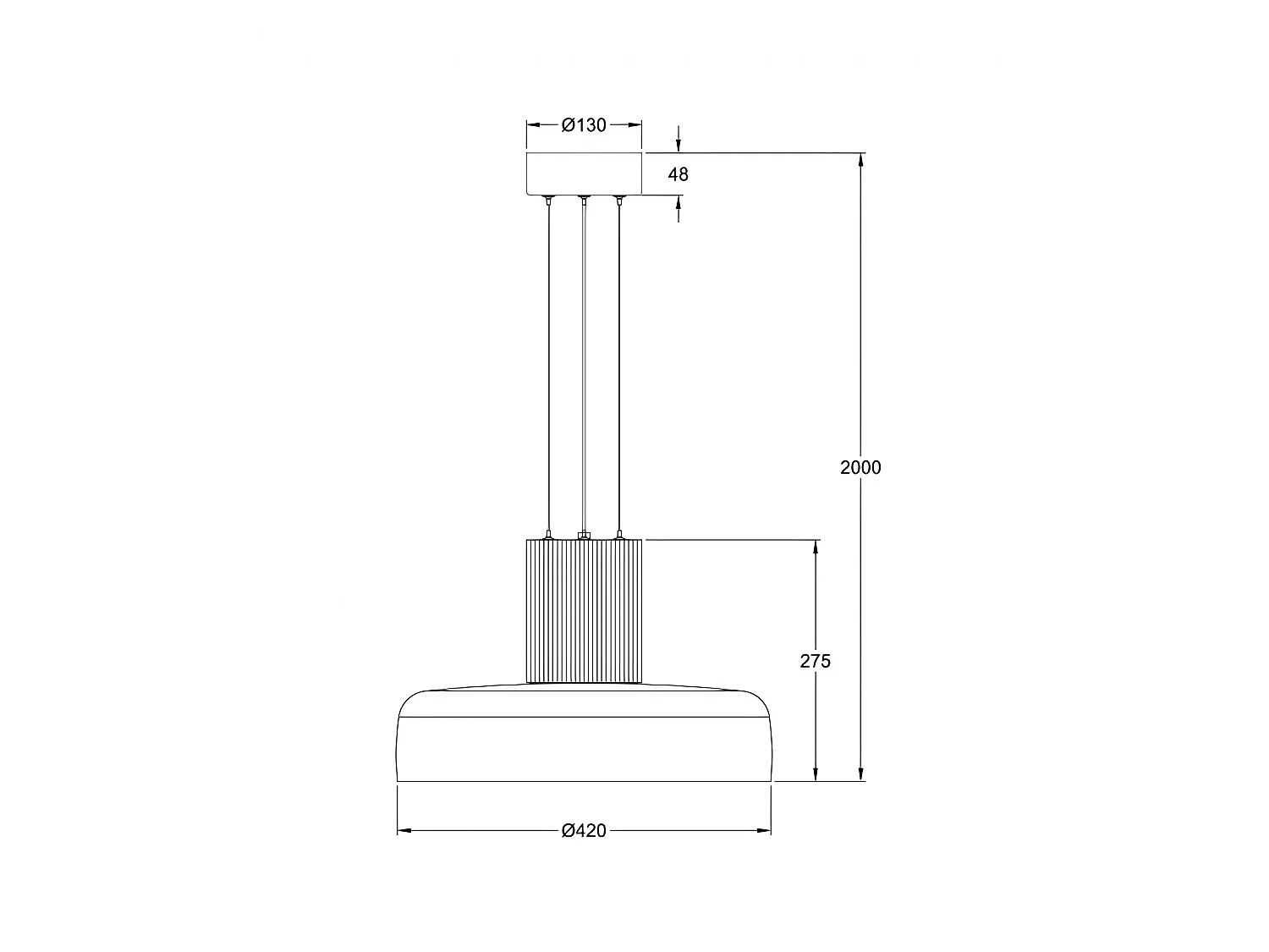 Candeeiro de Teto Suspenso Lunar LED 26W 3150lm CCT 2700K/3000K/4000K Estrutura em Metal e Vidro Soprado, Regulável por Passos Cor Preto - Lunar