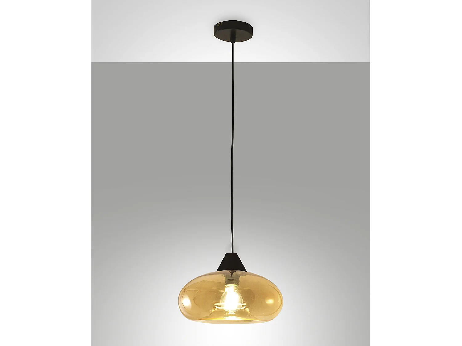 Lampadario Ela Sospensione Ambra Collezione ELA Vetro Soffiato 1 Luce Elegante