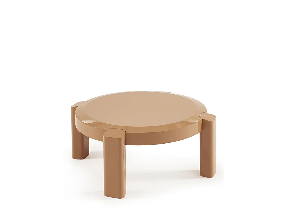 Lori - Table basse ronde en bois laqué ø87,5cm - Sable