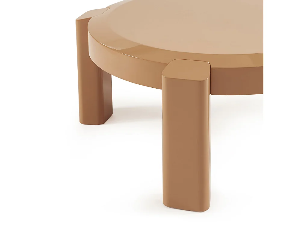 Lori - Table basse ronde en bois laqué ø87,5cm - Sable