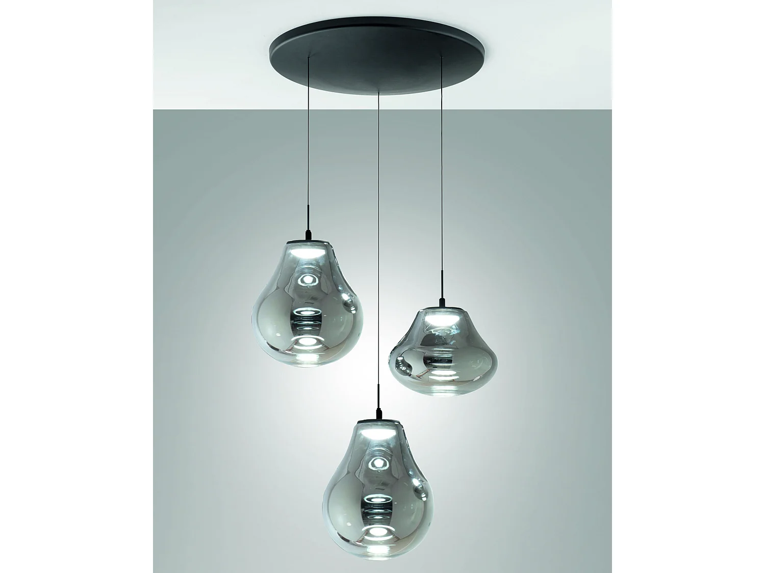 Suspension Deva Ø500Mm, Led 42W, 4530Lm, 2700K/3000K/4000K, Réglable, Structure En Métal Et Verre Borosilicate Fumé, Design Moderne Élégant - Deva