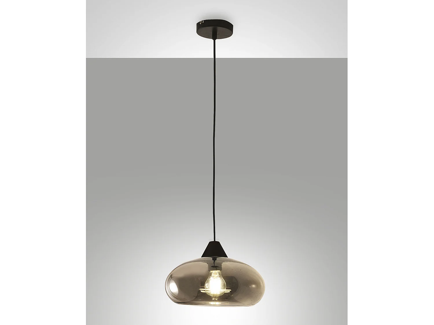 Lampadario Ela Sospensione Fumè 1 Luce Collezione ELA Design Moderno in Vetro Soffiato