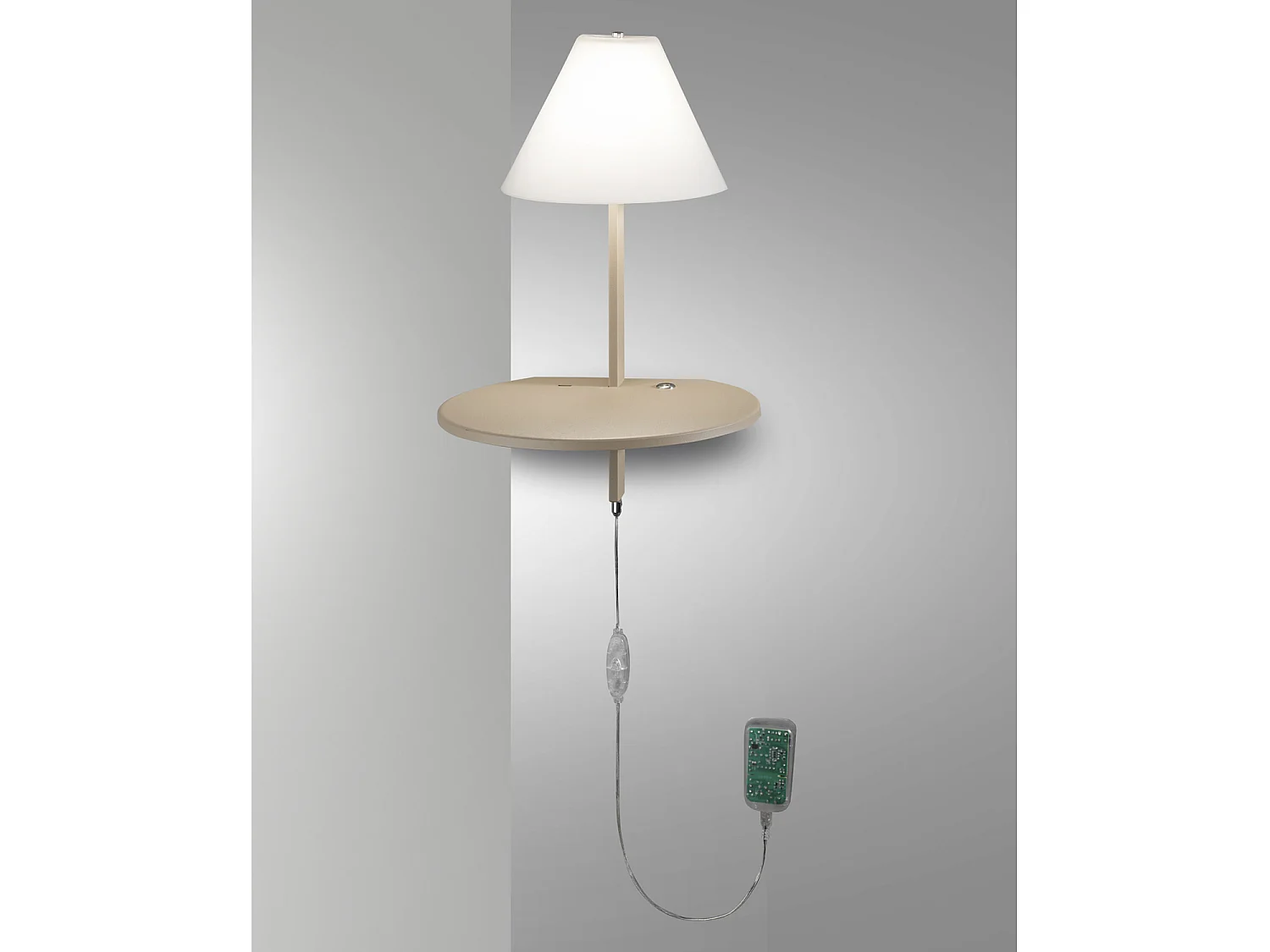 Lámpara de pared LED con regulador y USB para dormitorio Goodnight - Gris paloma