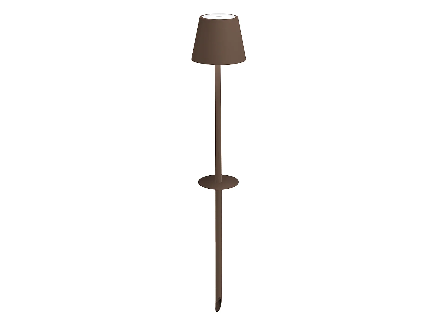 Lámpara LED Ai Lati Poldina con punta de color Corten, lámpara portátil recargable con control táctil y regulador de intensidad.