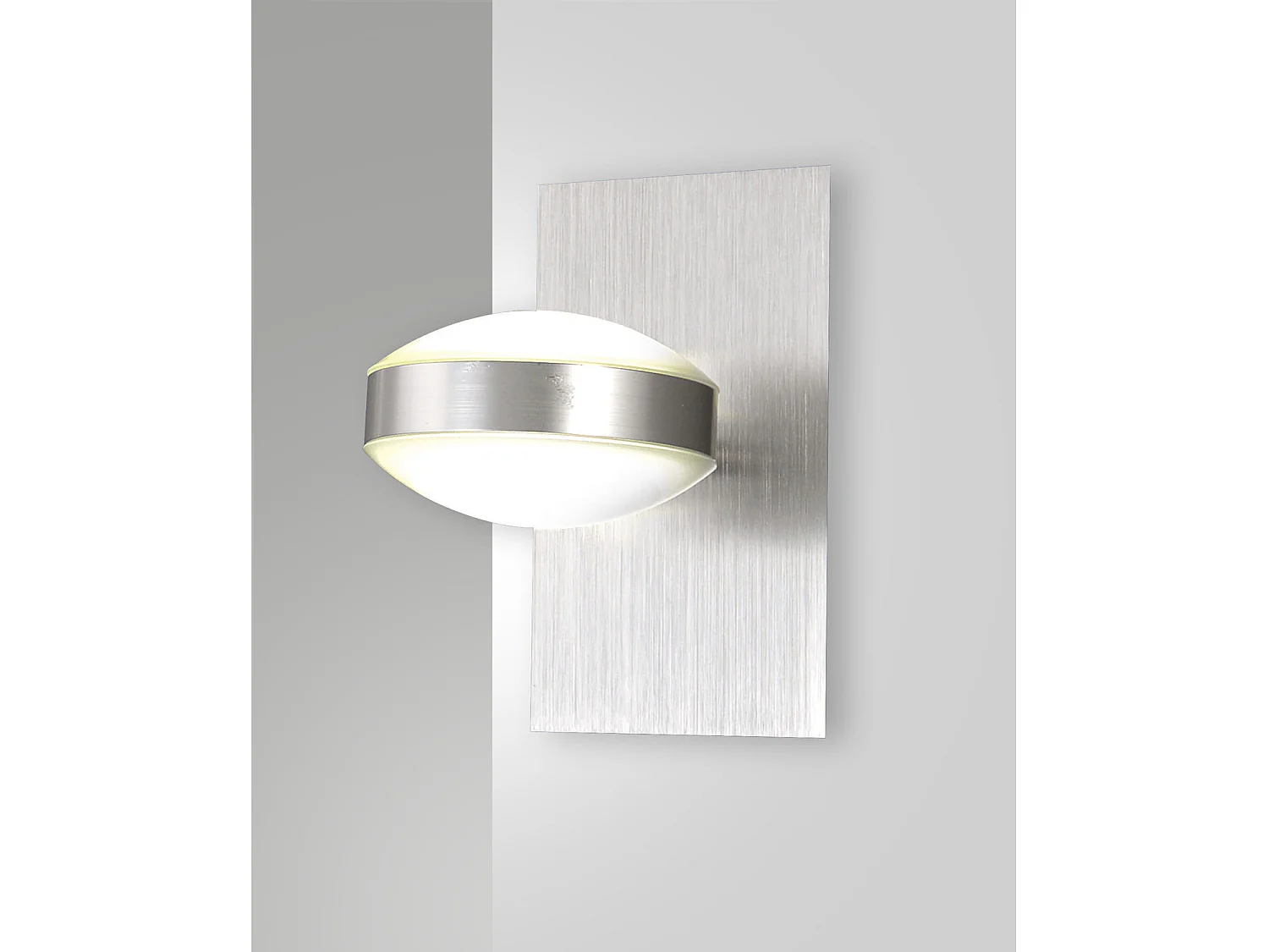 Lámpara de pared Mill en metal y metacrilato, acabado níquel satinado, LED integrado de 16 W, luz cálida 3000 K, 1510 lm, IP20, código 3253-21-178