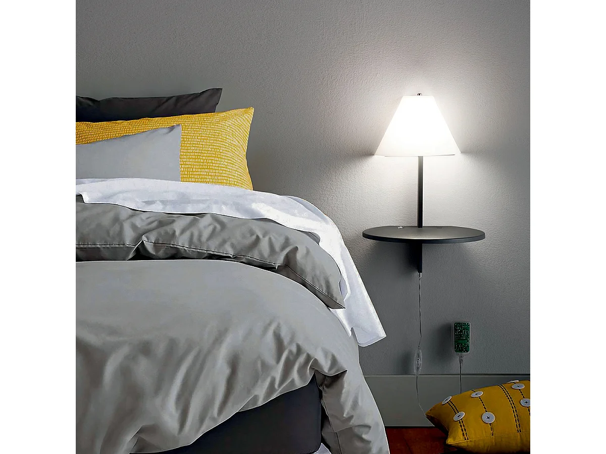 Lámpara de pared LED con regulador y USB para dormitorio Goodnight - Antracita
