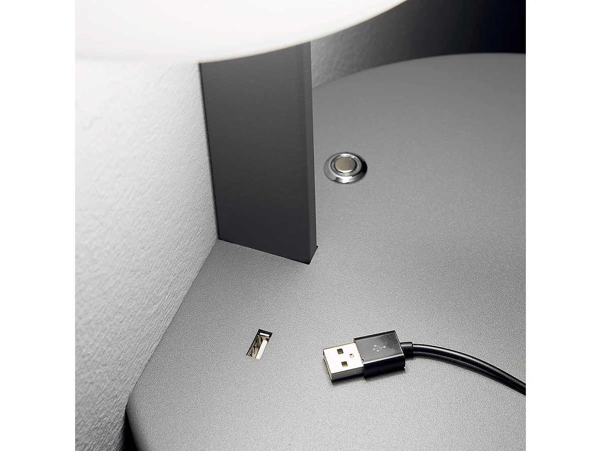 Lámpara de pared LED con regulador y USB para dormitorio Goodnight - Antracita
