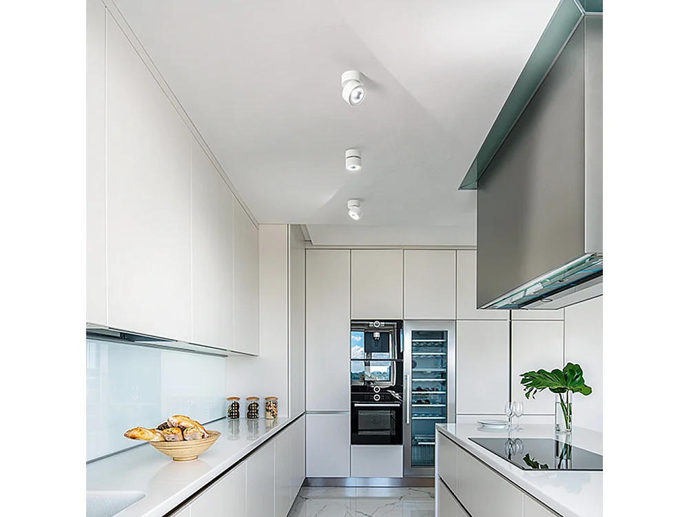 Verstelbare LED-spot in metaal, wit, 15W 900lm CCT met selecteerbare kleurtemperatuur 3000K/4000K/6000K, diameter 10,5 cm - Perenz