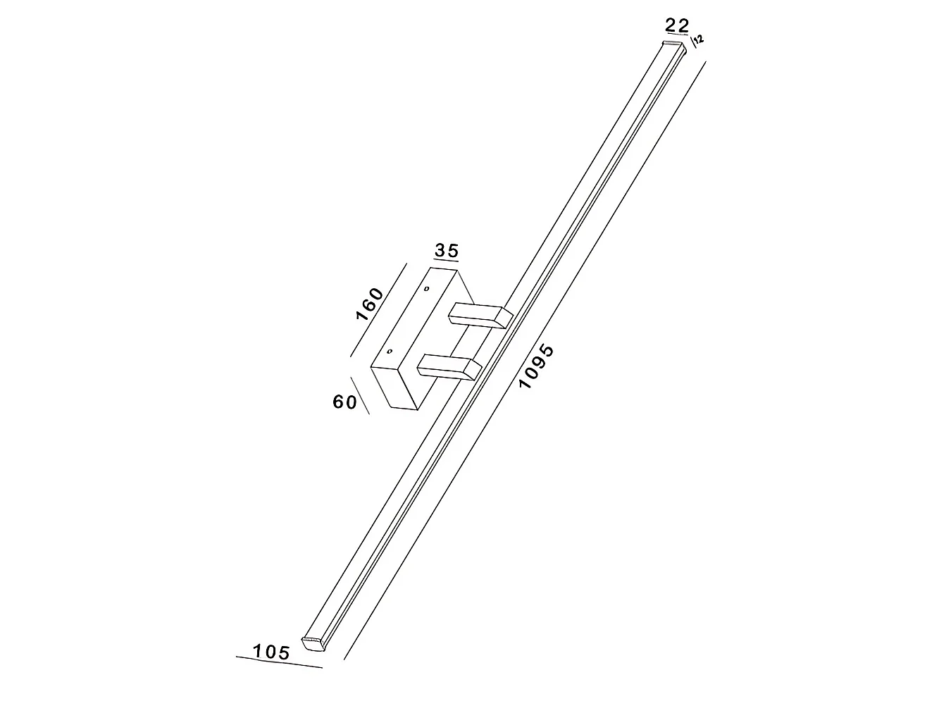 Nala Candeeiro de Parede LED Integrado 20W 2460lm IP44 3000K Branco Quente com Estrutura em Metal e Metacrilato Cor Cromada e Design Moderno 109,5cm