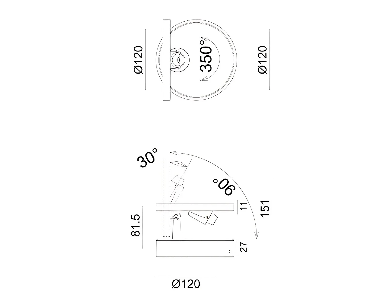 Ara Aplique de Parede LED Integrado 8W 3000K 715lm em Metal e Metacrilato Branco com Regulação de Luz por Botão - Design Moderno e Minimalista
