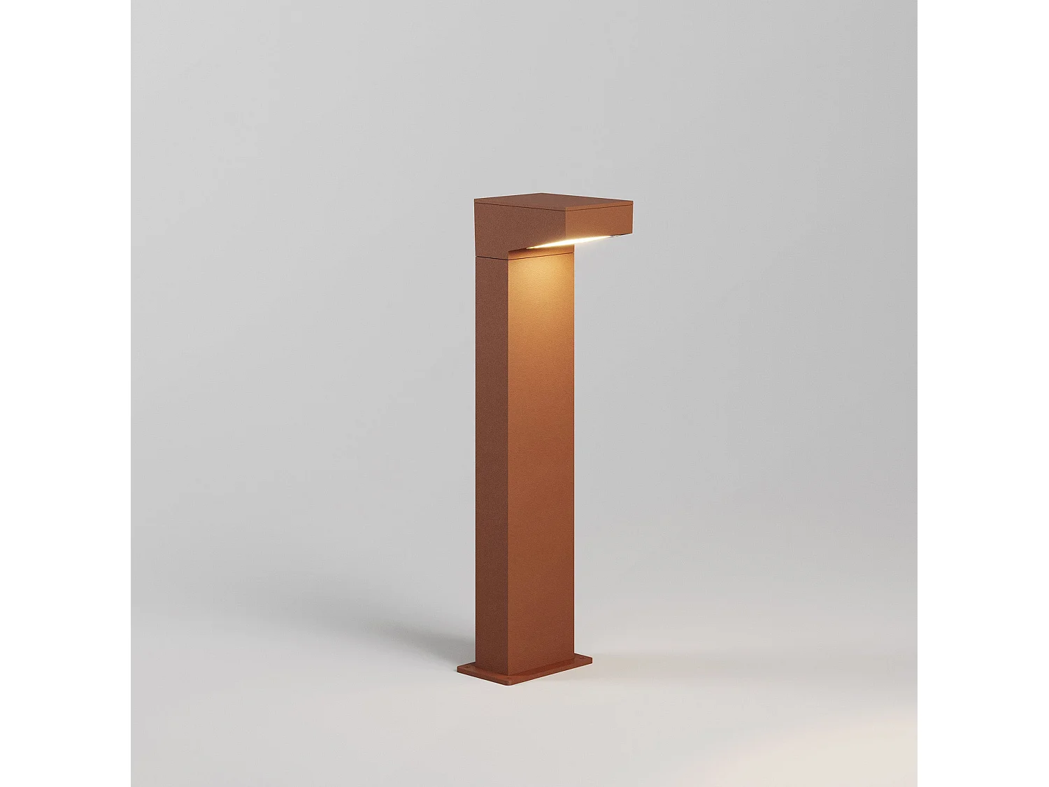 Asymmetrische bolderlamp 13W 3000K IP65 in Cortenstaal aluminium 13x15x50 cm voor buitenverlichting van paden en tuinen