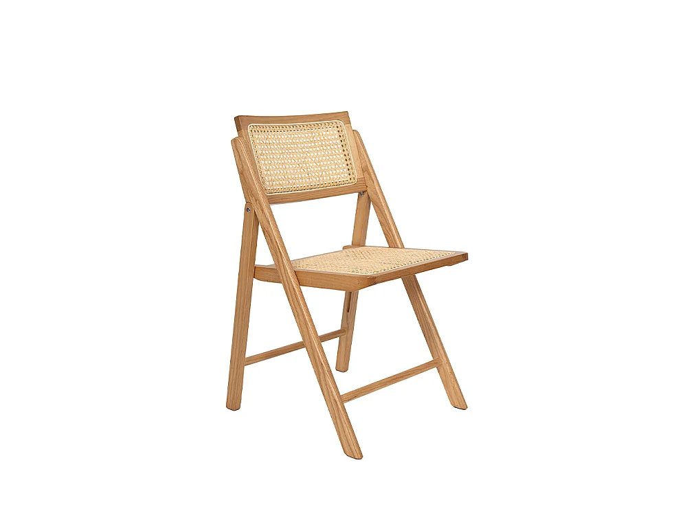 Paula - Chaise pliante en cannage et bois - Bois clair