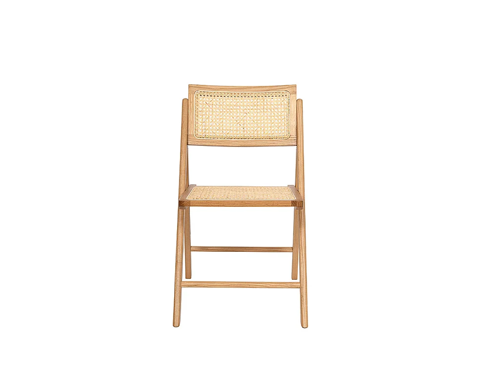 Paula - Chaise pliante en cannage et bois - Bois clair