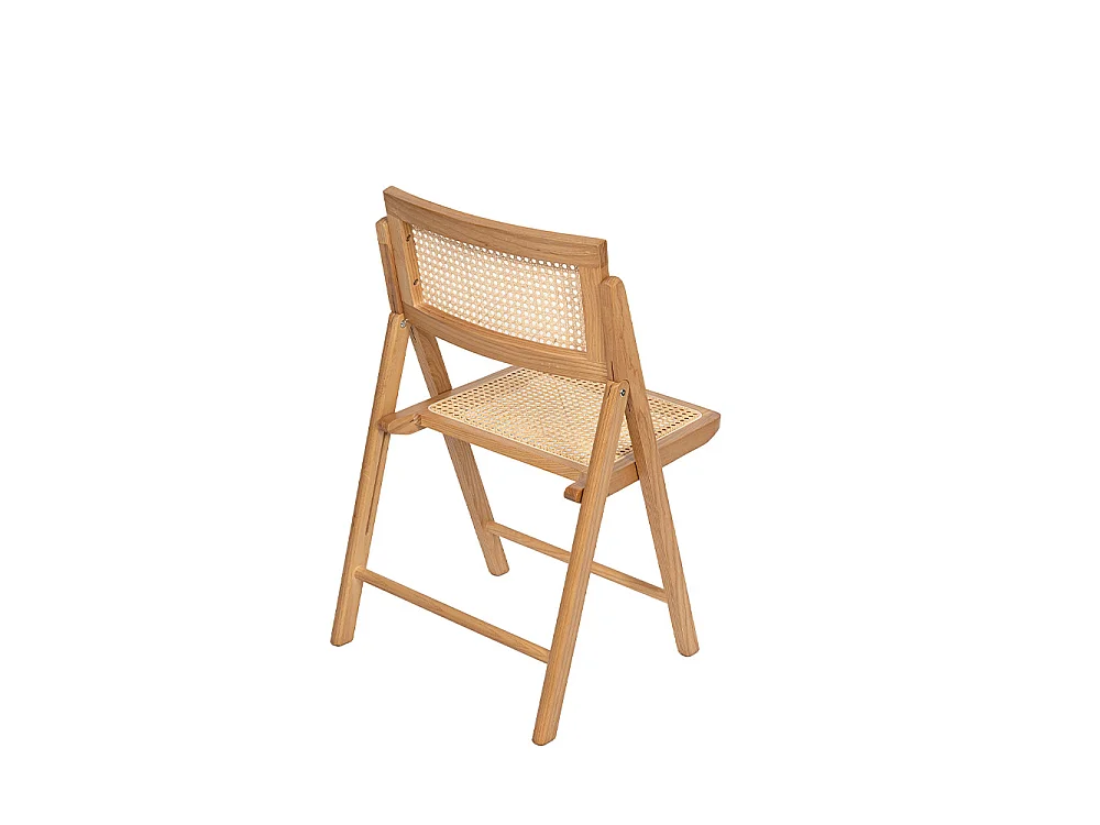 Paula - Chaise pliante en cannage et bois - Bois clair