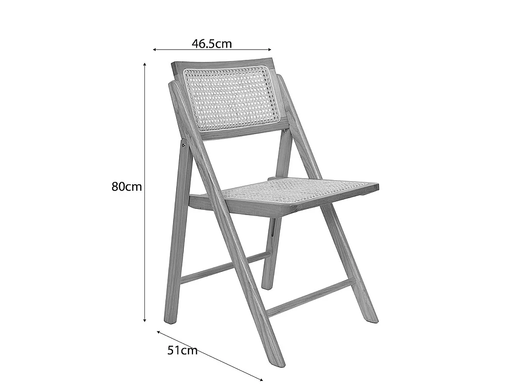 Paula - Chaise pliante en cannage et bois - Bois clair