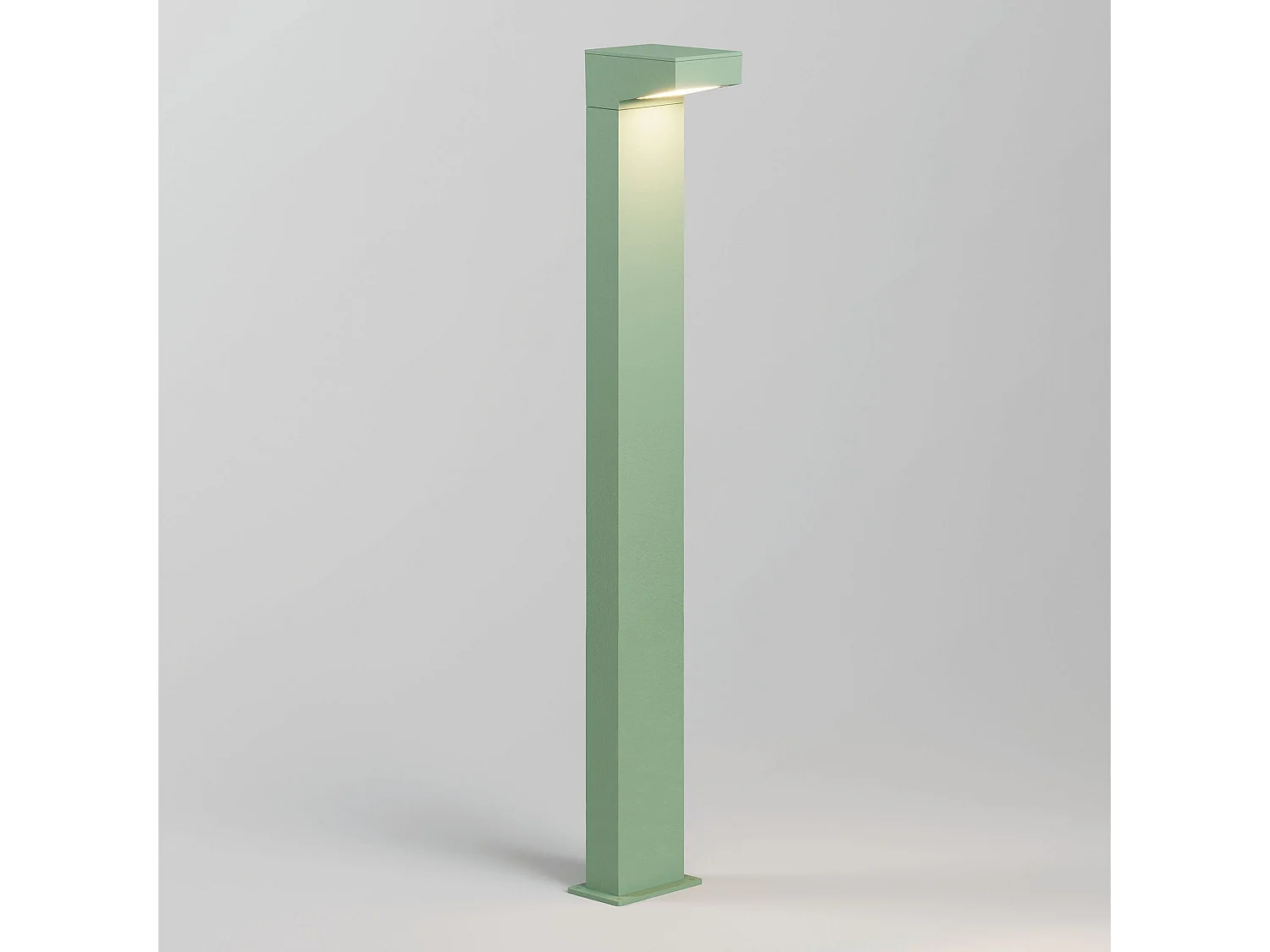 Asymmetrische bolderlamp 13x15x90 cm in saliegroen aluminium, 13W, LED 3000K, IP65 voor tuin- en buitenverlichting van voetpaden